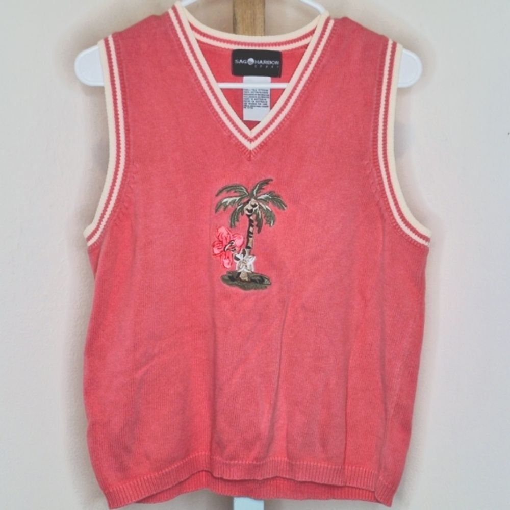 Vintage Sag Harbor Palm Tree Vest EUC
